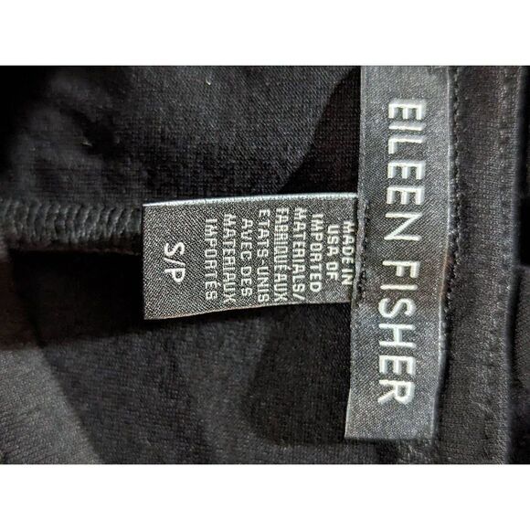 Eileen Fisher Women's Black Cap Sleeves Stretch Tie Front A-line Dress Size S/P - Picture 2 of 5